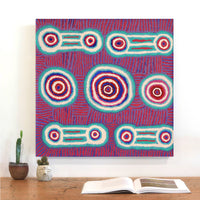 Aboriginal Artwork by Tinpulya Mervyn, Waru at Watarru, 60x60cm