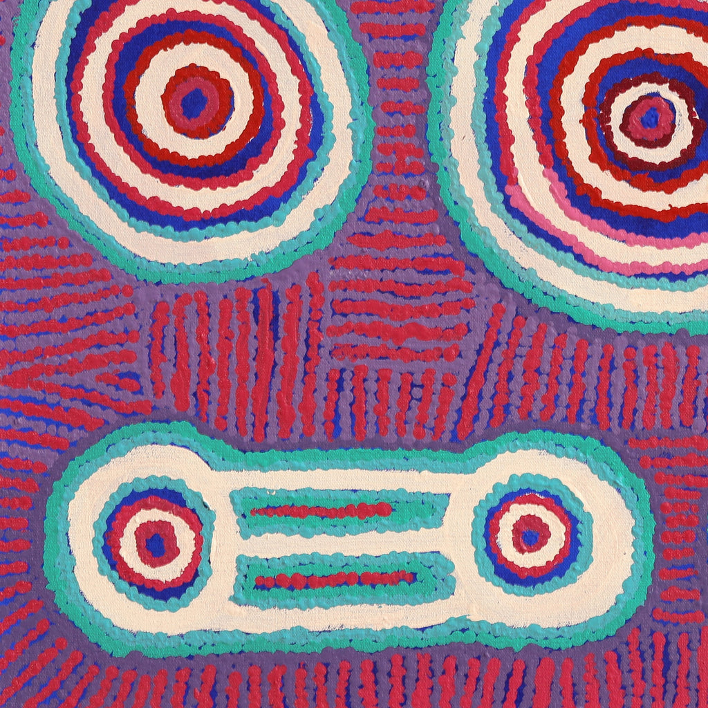 Aboriginal Artwork by Tinpulya Mervyn, Waru at Watarru, 60x60cm