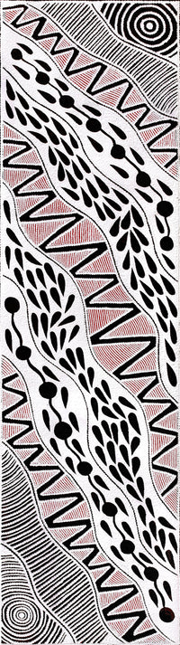 Aboriginal Artwork by Ursula Napangardi Hudson, Pikilyi Jukurrpa (Vaughan Springs Dreaming), 107x30cm