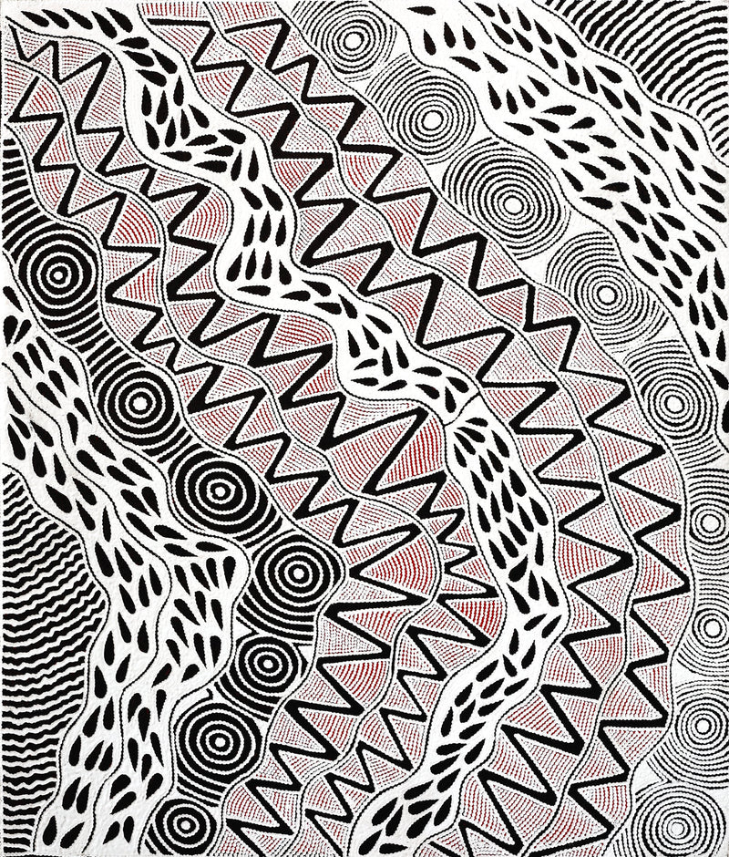 Aboriginal Artwork by Ursula Napangardi Hudson, Pikilyi Jukurrpa (Vaughan Springs Dreaming), 107x91cm