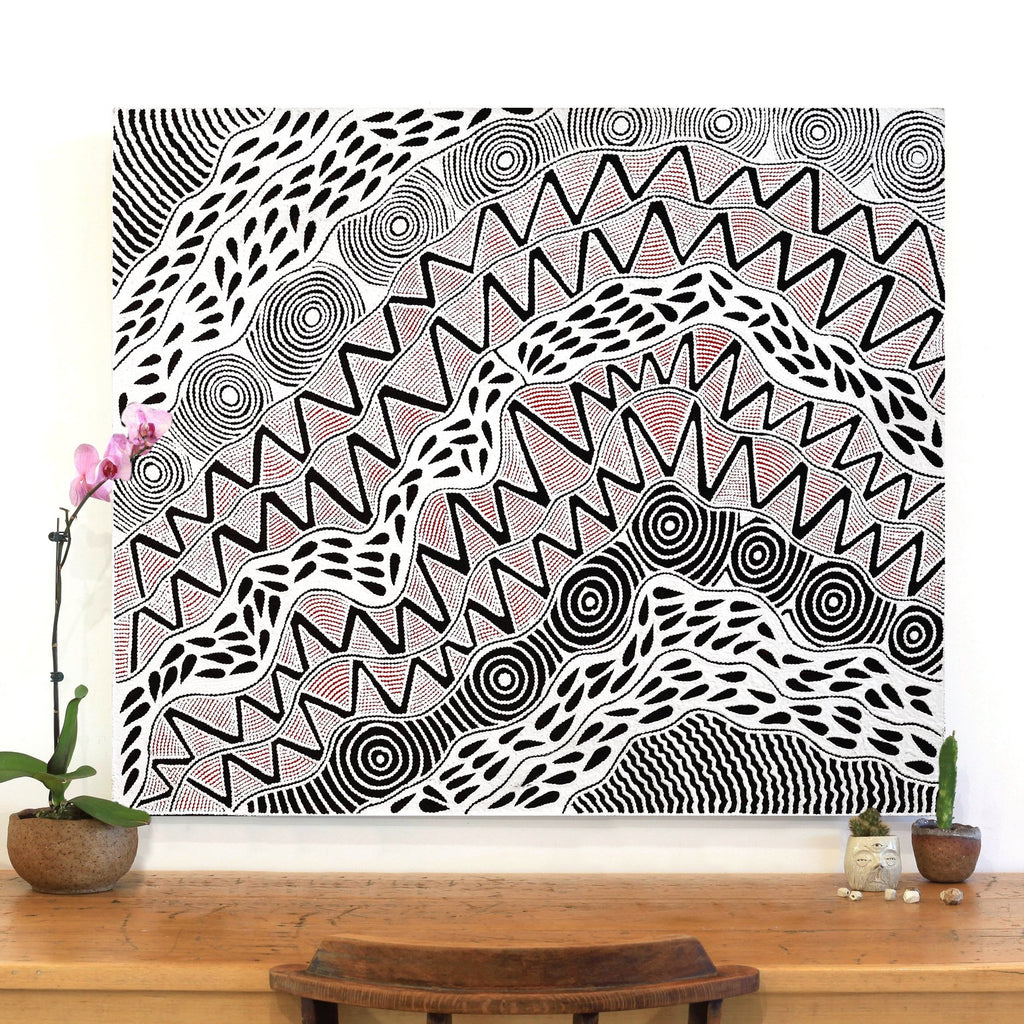 Aboriginal Artwork by Ursula Napangardi Hudson, Pikilyi Jukurrpa (Vaughan Springs Dreaming), 107x91cm