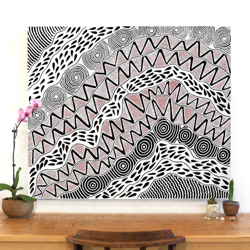 Aboriginal Artwork by Ursula Napangardi Hudson, Pikilyi Jukurrpa (Vaughan Springs Dreaming), 107x91cm