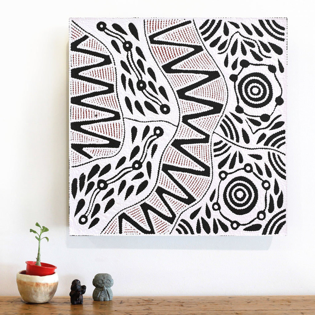 Aboriginal Artwork by Ursula Napangardi Hudson, Pikilyi Jukurrpa (Vaughan Springs Dreaming), 46x46cm