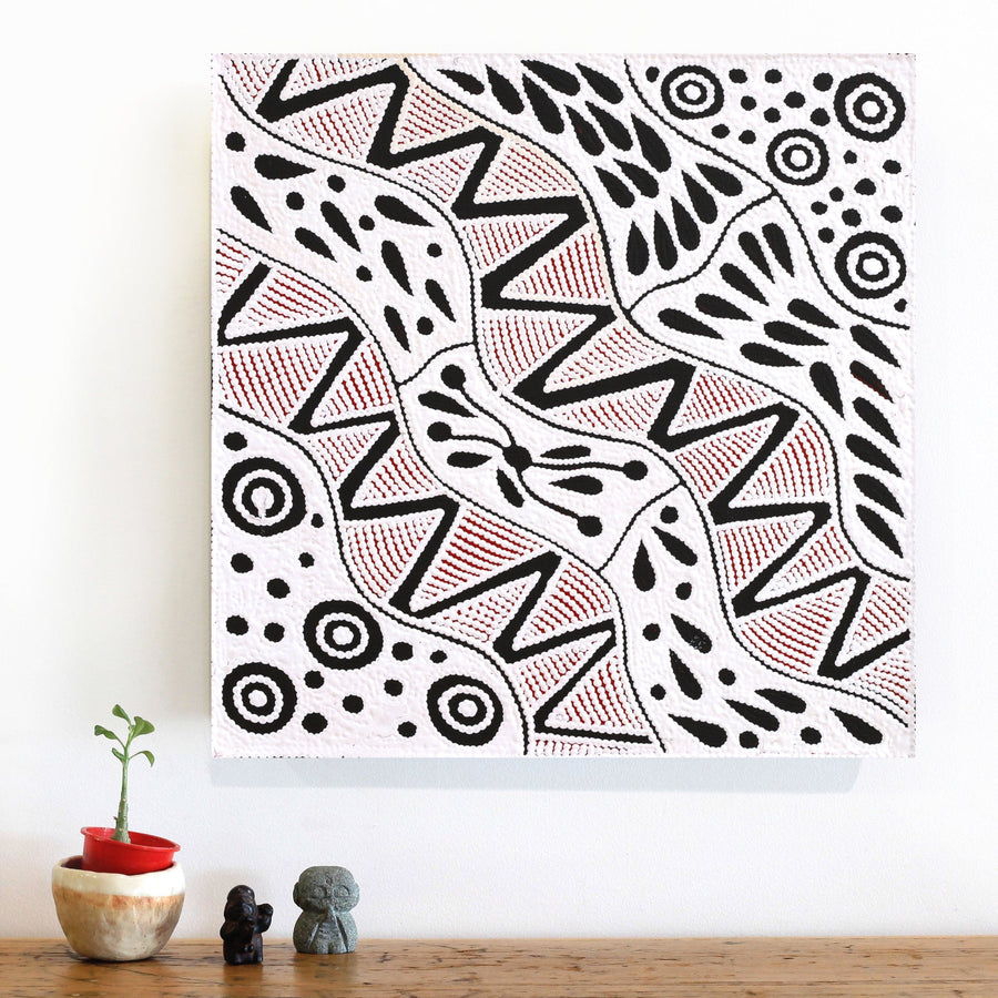 Aboriginal Artwork by Ursula Napangardi Hudson, Pikilyi Jukurrpa (Vaughan Springs Dreaming), 46x46cm