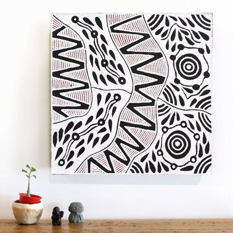 Aboriginal Artwork by Ursula Napangardi Hudson, Pikilyi Jukurrpa (Vaughan Springs Dreaming), 46x46cm