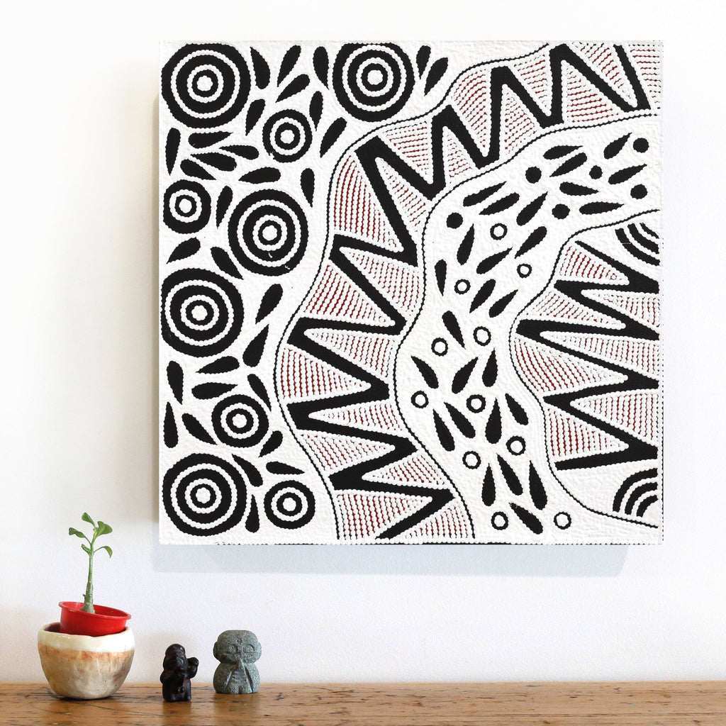 Aboriginal Artwork by Ursula Napangardi Hudson, Pikilyi Jukurrpa (Vaughan Springs Dreaming), 46x46cm