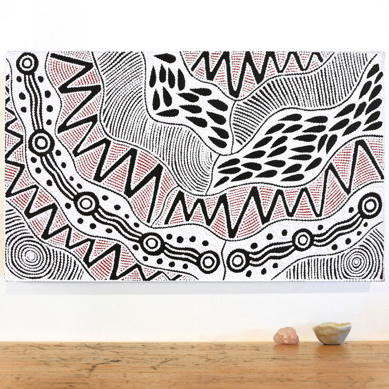 Aboriginal Artwork by Ursula Napangardi Hudson, Pikilyi Jukurrpa (Vaughan Springs Dreaming), 76x46cm
