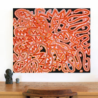 Aboriginal Artwork by Valerie Napurrurla Morris, Ngatijirri Jukurrpa (Budgerigar Dreaming), 91x76cm