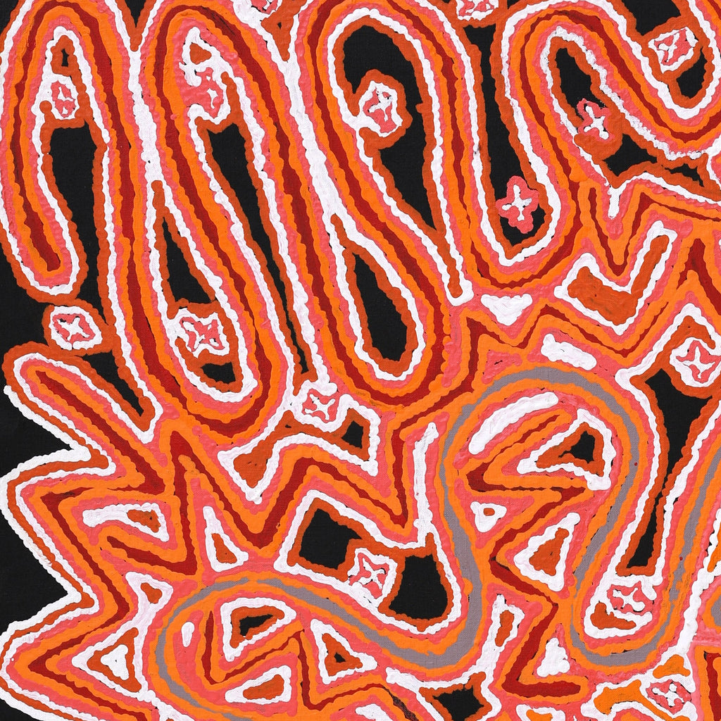 Aboriginal Artwork by Valerie Napurrurla Morris, Ngatijirri Jukurrpa (Budgerigar Dreaming), 91x76cm
