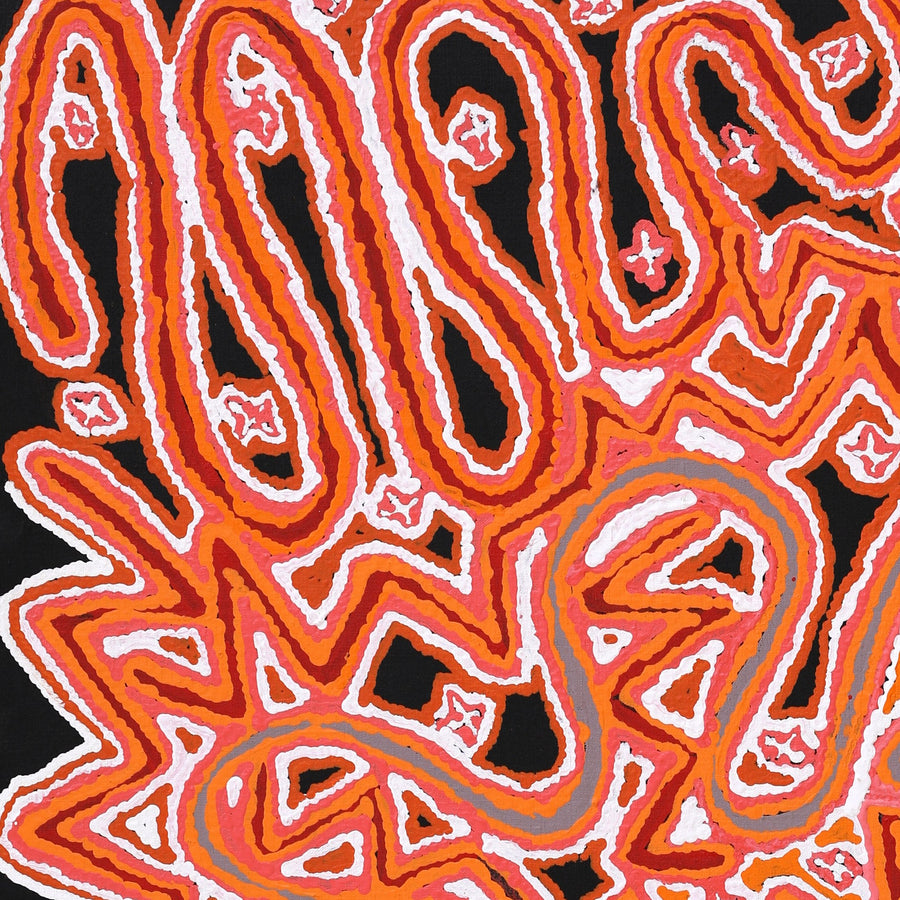 Aboriginal Artwork by Valerie Napurrurla Morris, Ngatijirri Jukurrpa (Budgerigar Dreaming), 91x76cm