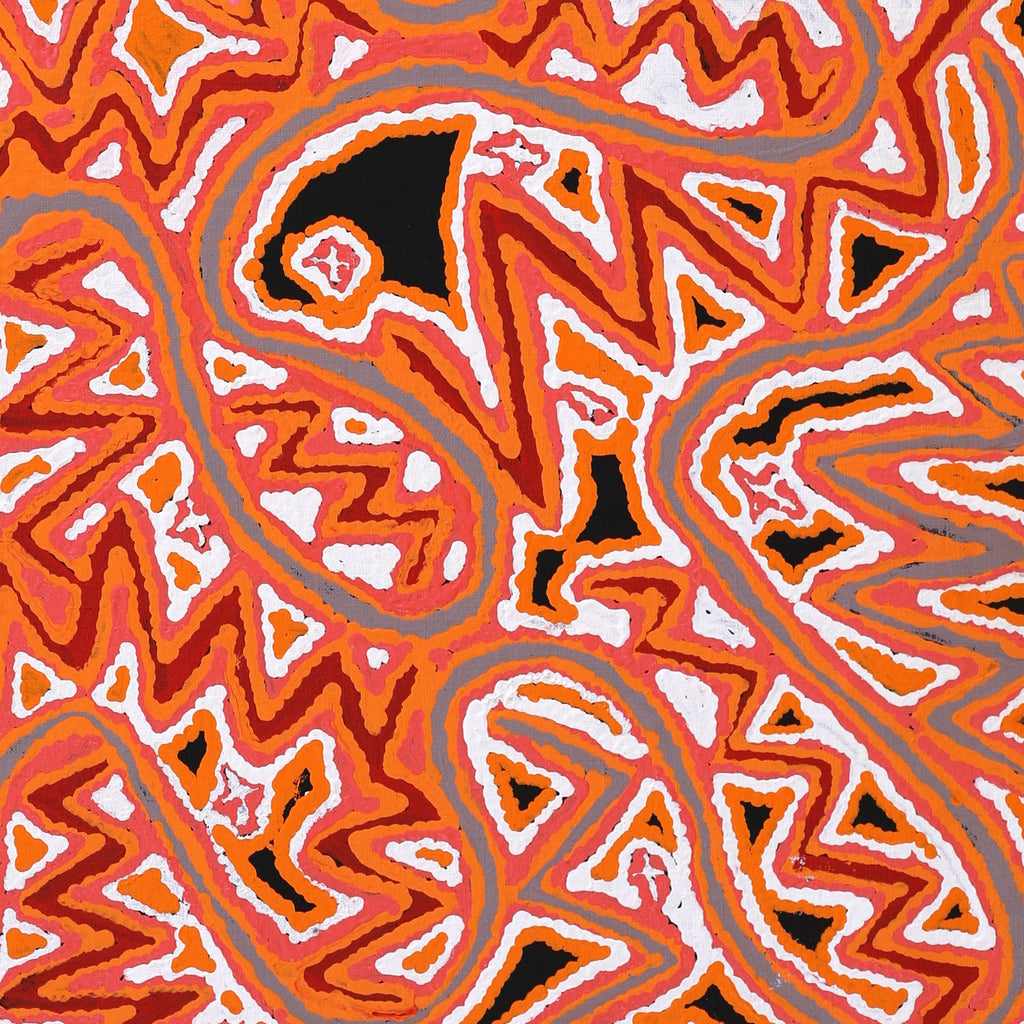 Aboriginal Artwork by Valerie Napurrurla Morris, Ngatijirri Jukurrpa (Budgerigar Dreaming), 91x76cm