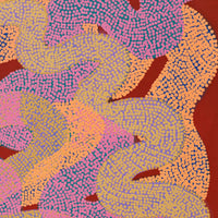 Aboriginal Artwork by Vanetta Nampijinpa Hudson, Warlukurlangu Jukurrpa (Fire country Dreaming), 122x61cm