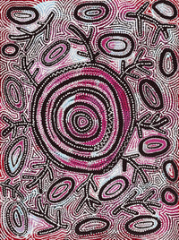 Aboriginal Artwork by Vanetta Nampijinpa Hudson, Warlukurlangu Jukurrpa (Fire country Dreaming), 122x91cm