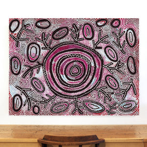 Aboriginal Artwork by Vanetta Nampijinpa Hudson, Warlukurlangu Jukurrpa (Fire country Dreaming), 122x91cm - ART ARK®