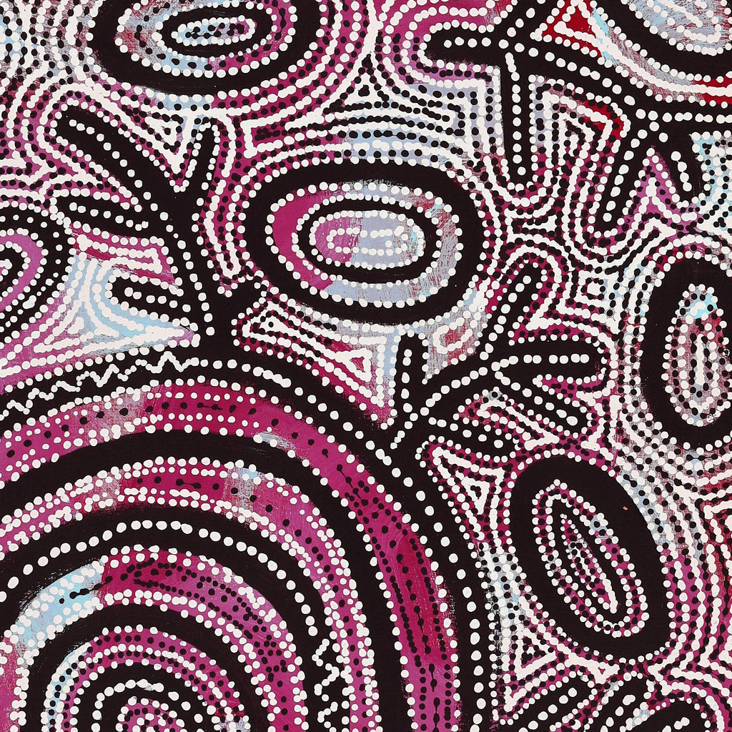 Aboriginal Art by Vanetta Nampijinpa Hudson, Warlukurlangu Jukurrpa (Fire country Dreaming), 122x91cm - ART ARK®