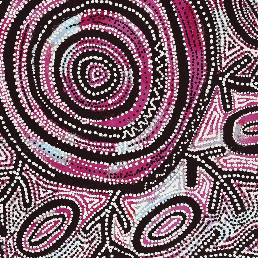 Aboriginal Artwork by Vanetta Nampijinpa Hudson, Warlukurlangu Jukurrpa (Fire country Dreaming), 122x91cm