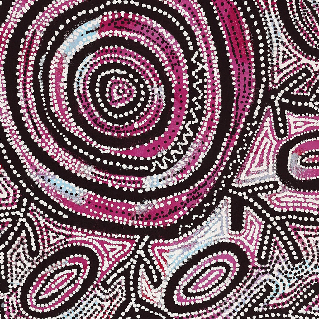 Aboriginal Art by Vanetta Nampijinpa Hudson, Warlukurlangu Jukurrpa (Fire country Dreaming), 122x91cm - ART ARK®