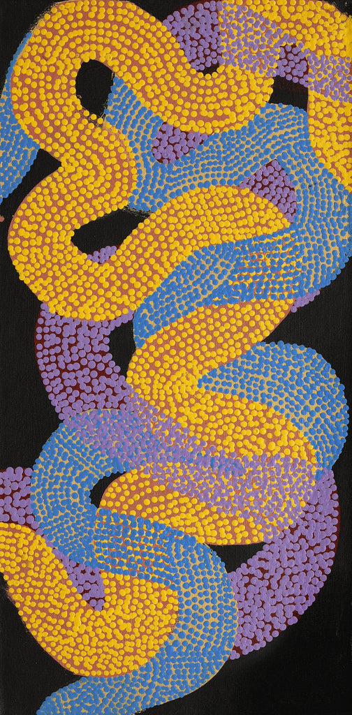 Aboriginal Artwork by Vanetta Nampijinpa Hudson, Warlukurlangu Jukurrpa (Fire country Dreaming), 61x30cm