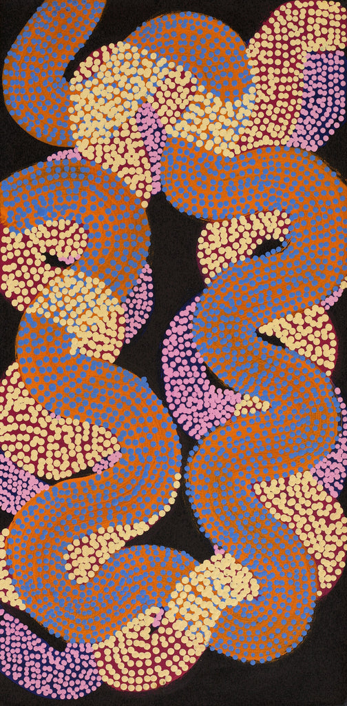 Aboriginal Artwork by Vanetta Nampijinpa Hudson, Warlukurlangu Jukurrpa (Fire country Dreaming), 61x30cm
