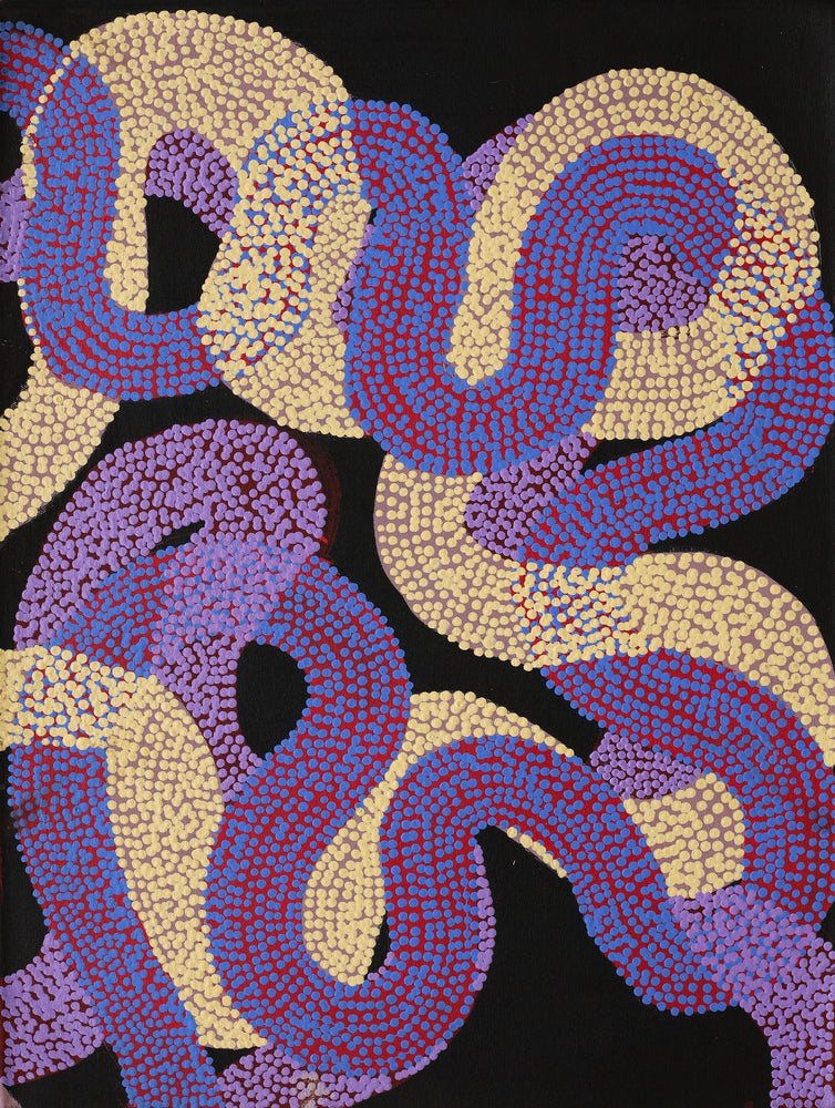 Aboriginal Artwork by Vanetta Nampijinpa Hudson, Warlukurlangu Jukurrpa (Fire country Dreaming), 61x46cm
