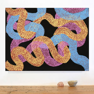 Aboriginal Artwork by Vanetta Nampijinpa Hudson, Warlukurlangu Jukurrpa (Fire country Dreaming), 61x46cm - ART ARK®
