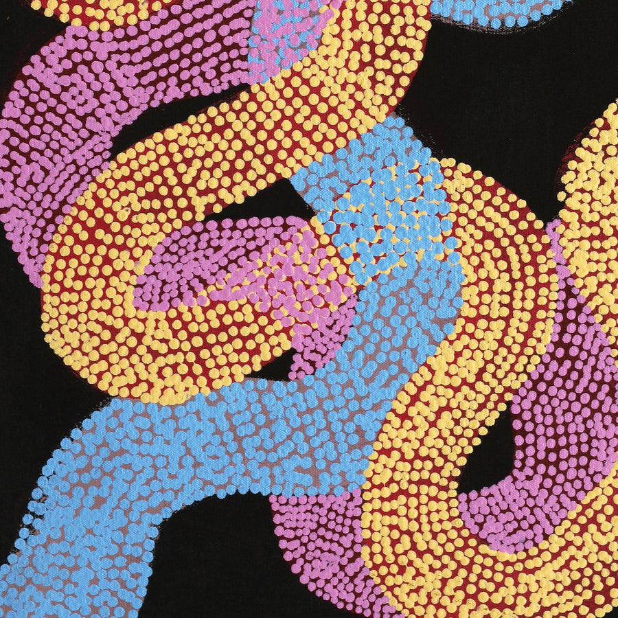 Aboriginal Artwork by Vanetta Nampijinpa Hudson, Warlukurlangu Jukurrpa (Fire country Dreaming), 61x46cm