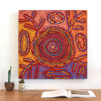 Aboriginal Artwork by Vanetta Nampijinpa Hudson, Warlukurlangu Jukurrpa (Fire country Dreaming), 61x61cm