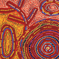 Aboriginal Artwork by Vanetta Nampijinpa Hudson, Warlukurlangu Jukurrpa (Fire country Dreaming), 61x61cm