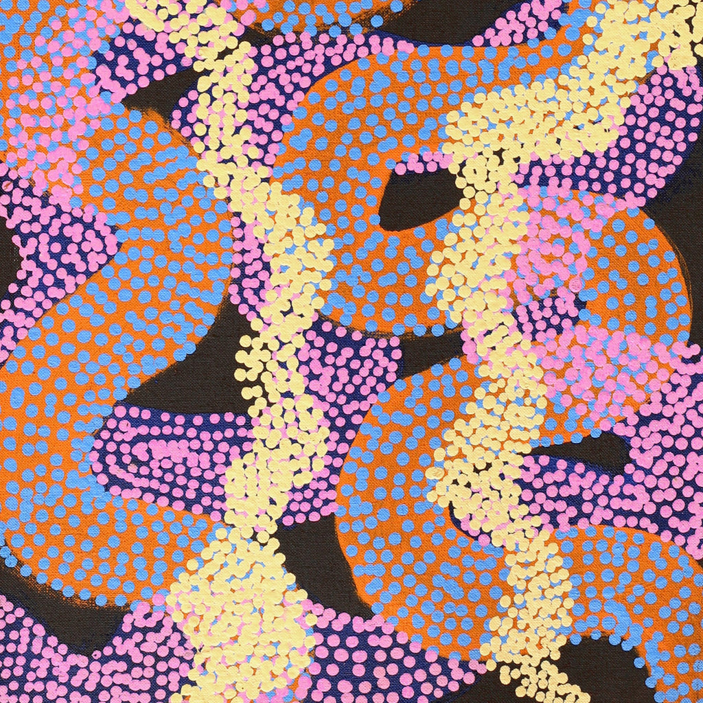 Aboriginal Artwork by Vanetta Nampijinpa Hudson, Warlukurlangu Jukurrpa (Fire country Dreaming), 76x30cm - ART ARK®