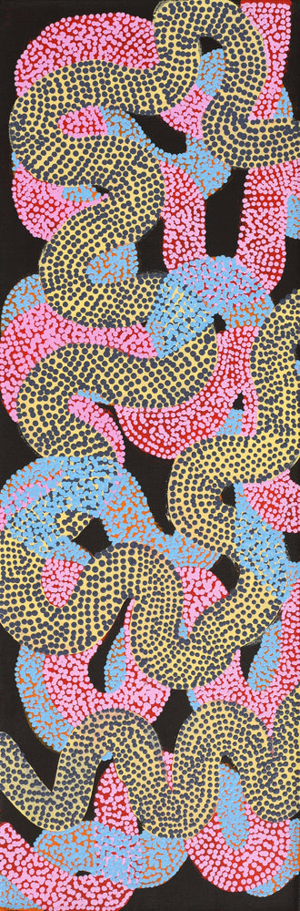 Aboriginal Artwork by Vanetta Nampijinpa Hudson, Warlukurlangu Jukurrpa (Fire country Dreaming), 91x30cm