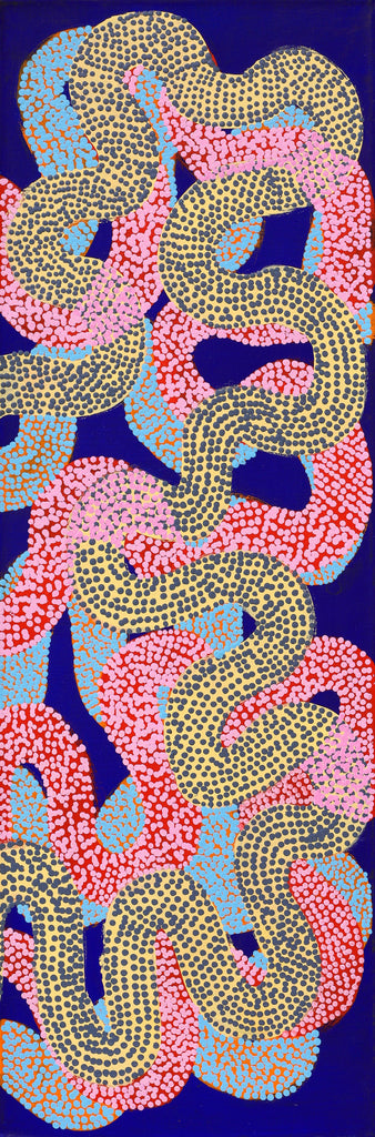 Aboriginal Artwork by Vanetta Nampijinpa Hudson, Warlukurlangu Jukurrpa (Fire country Dreaming), 91x30cm