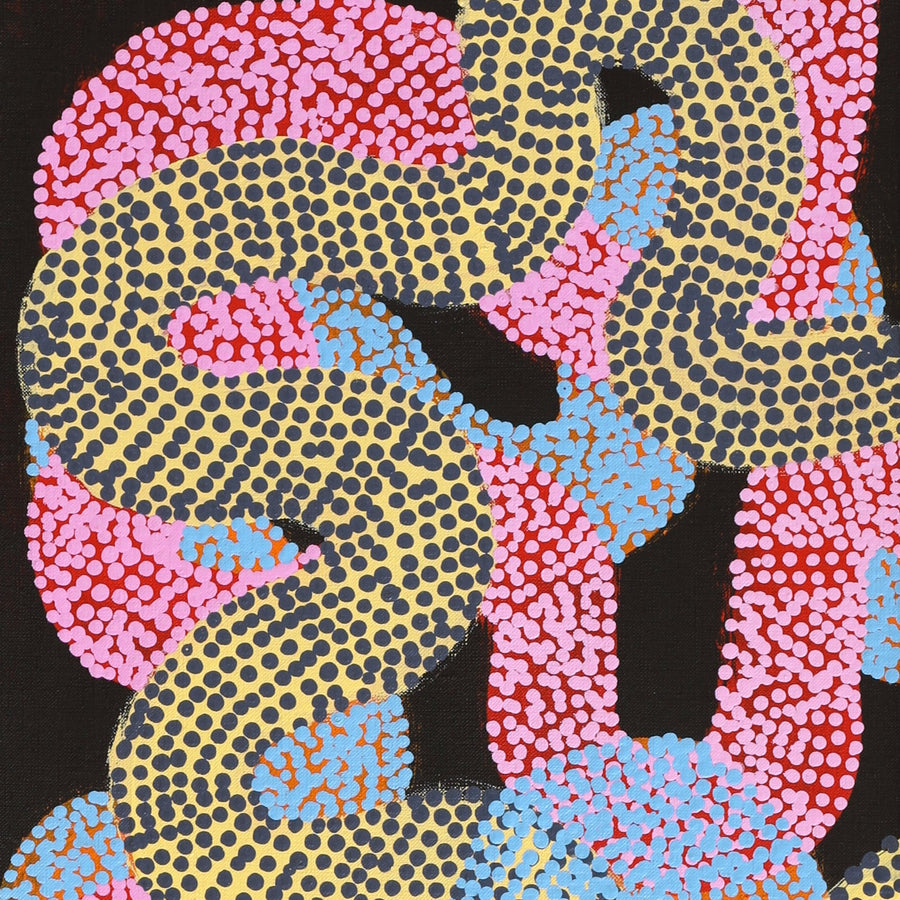 Aboriginal Artwork by Vanetta Nampijinpa Hudson, Warlukurlangu Jukurrpa (Fire country Dreaming), 91x30cm