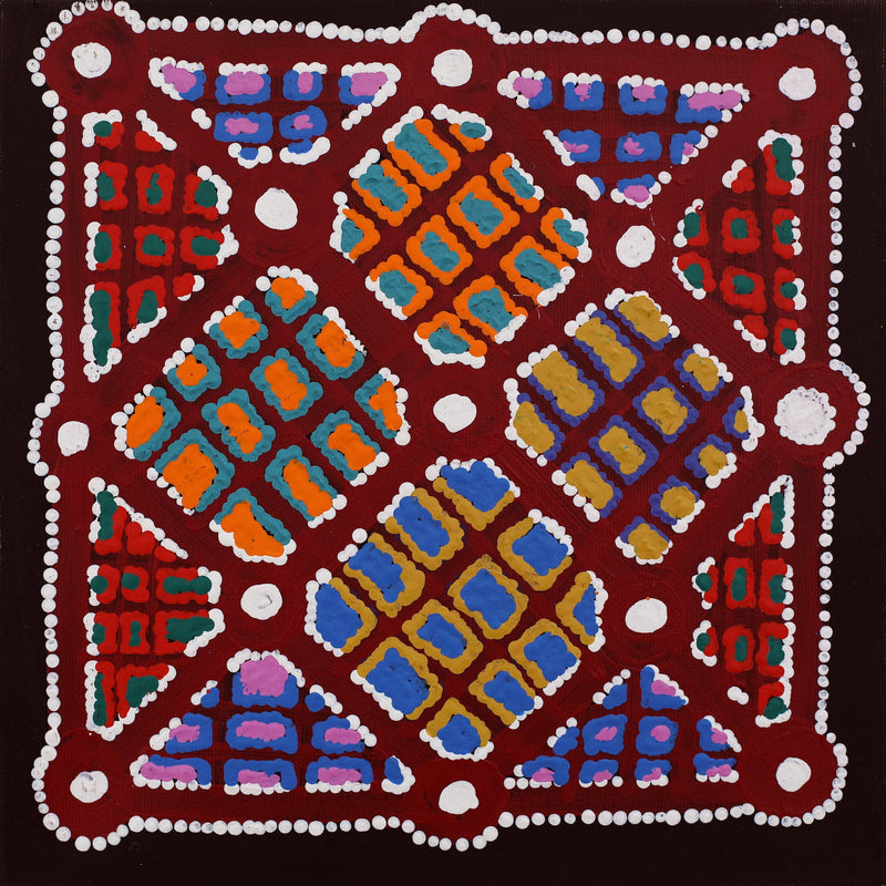 Aboriginal Artwork by Virginia Napaljarri Sims, Mina Mina Jukurrpa - Ngalyipi, 30x30cm