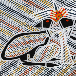 Aboriginal Artwork by Wally Wilfred, 2 Emu, 42x30cm Perspex - ART ARK®