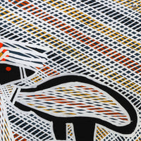Aboriginal Artwork by Wally Wilfred, 2 Emu, 42x30cm Perspex