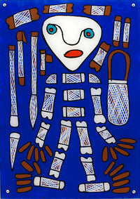 Aboriginal Artwork by Wally Wilfred, Devil Devil, 42x30cm Perspex