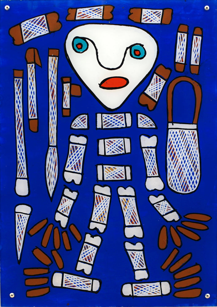 Aboriginal Artwork by Wally Wilfred, Devil Devil, 42x30cm Perspex