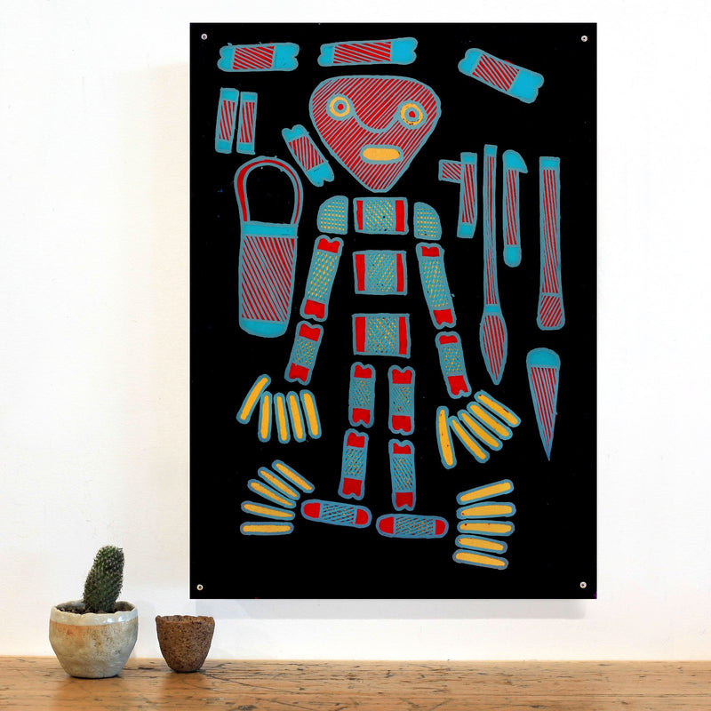 Aboriginal Artwork by Wally Wilfred, Devil Devil, 59.5x42cm Perspex