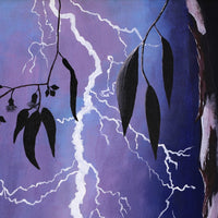 Aboriginal Artwork by Walter Jugadai, Barn Owl at Night landscape, 70x50cm