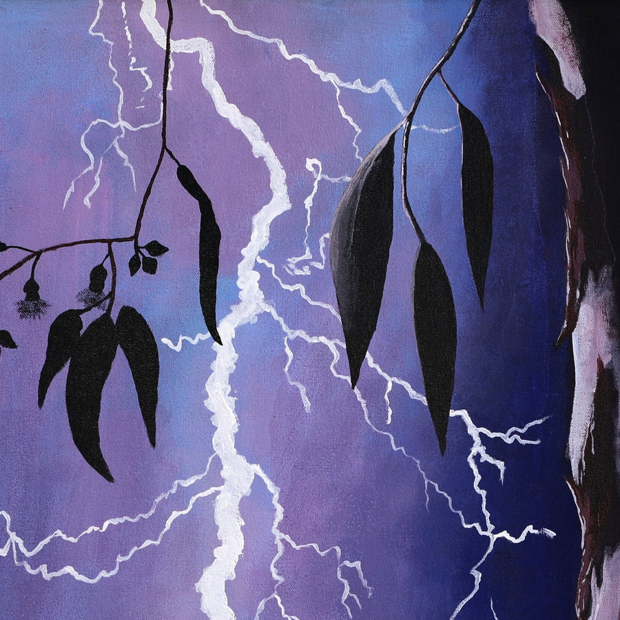 Aboriginal Artwork by Walter Jugadai, Barn Owl at Night landscape, 70x50cm