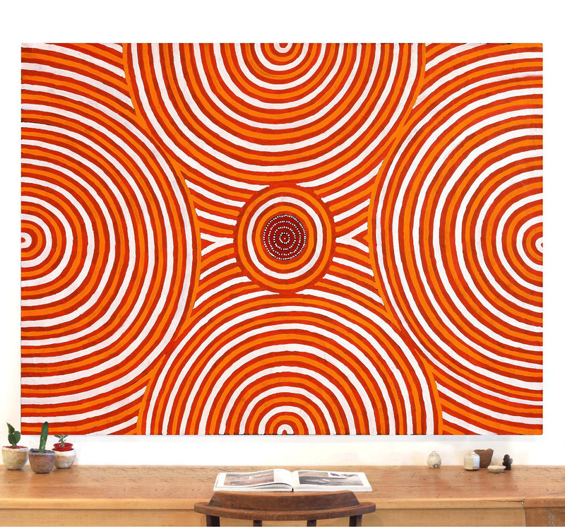 Aboriginal Artwork by Walter Jugadai, Wati Kotara Tjukurrpa at Karrinyarra (Mt. Wedge), 182.5x137cm