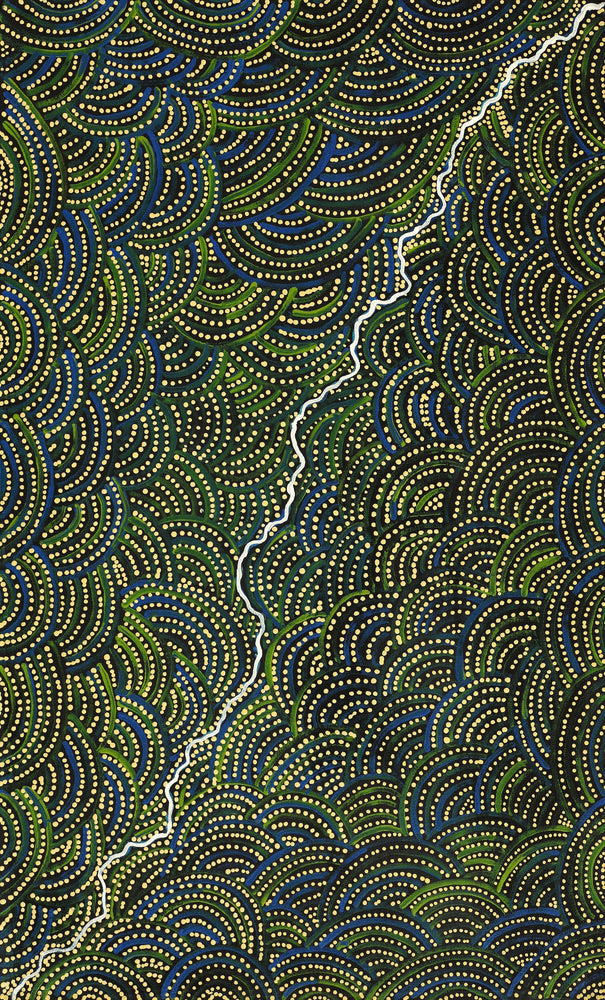 Aboriginal Artwork by Wendy Nungarrayi Brown, Napaljarri-warnu Jukurrpa (Seven Sisters Dreaming), 76x46cm