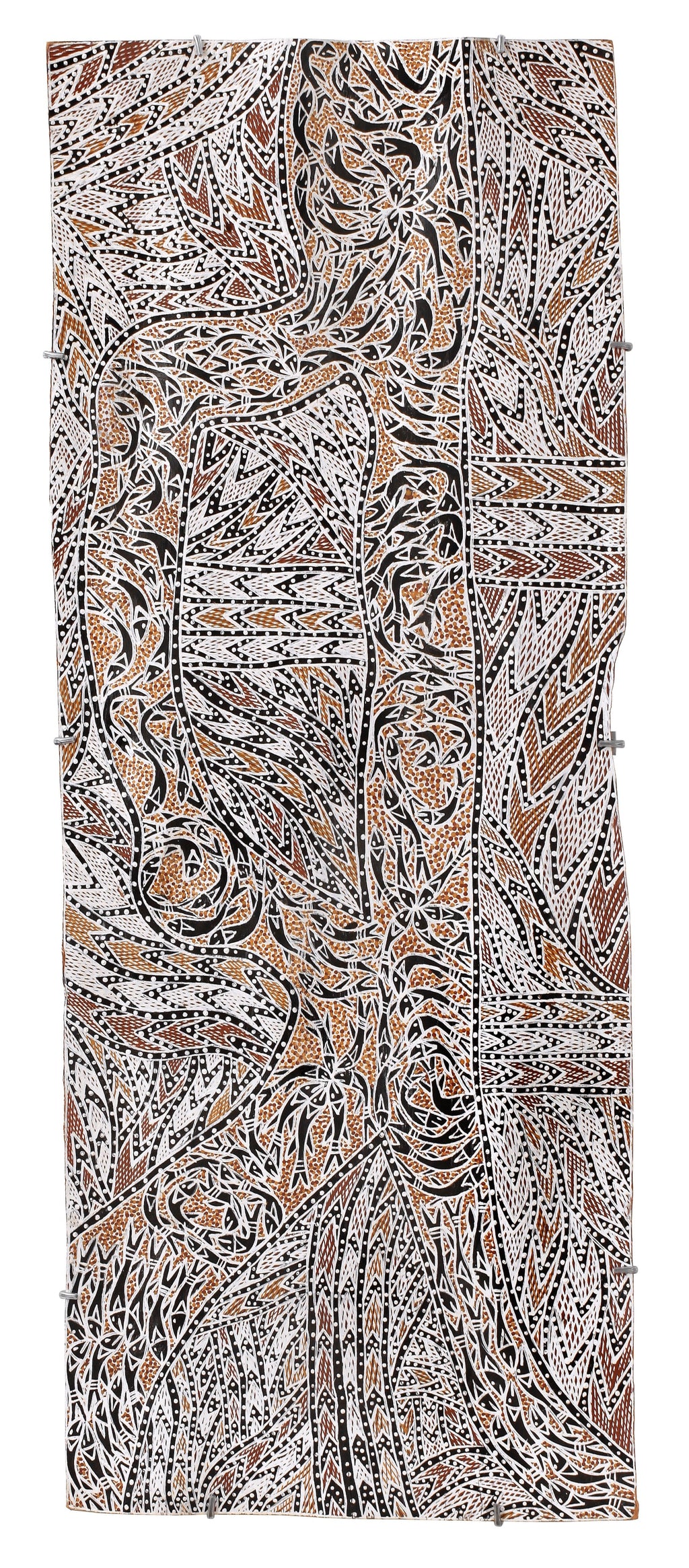 Aboriginal Artwork by Wukun Wanambi, Bamurruŋu, 124x48cm Bark