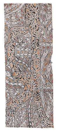 Aboriginal Artwork by Wukun Wanambi, Bamurruŋu, 124x48cm Bark