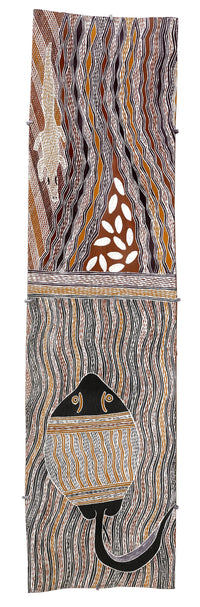 Aboriginal Artwork by Wulu Marawili, Garraŋali (Maḏarrpa clan), 117x30cm Bark