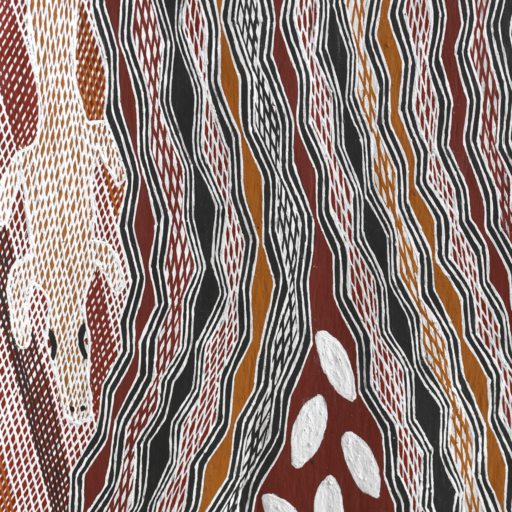 Aboriginal Art by Wulu Marawili, Garraŋali (Maḏarrpa clan), 117x30cm Bark - ART ARK®