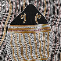 Aboriginal Artwork by Wulu Marawili, Garraŋali (Maḏarrpa clan), 117x30cm Bark