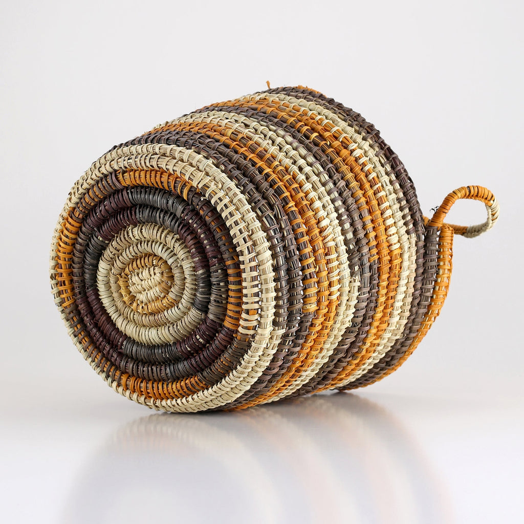 Aboriginal Artwork by Yaminy Mununggurr Janet, Bathi (woven basket)