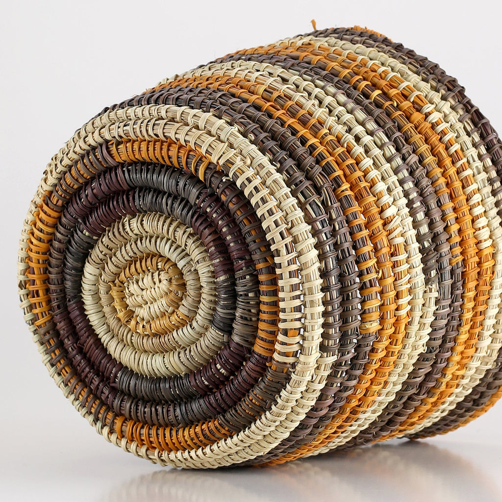 Aboriginal Artwork by Yaminy Mununggurr Janet, Bathi (woven basket)