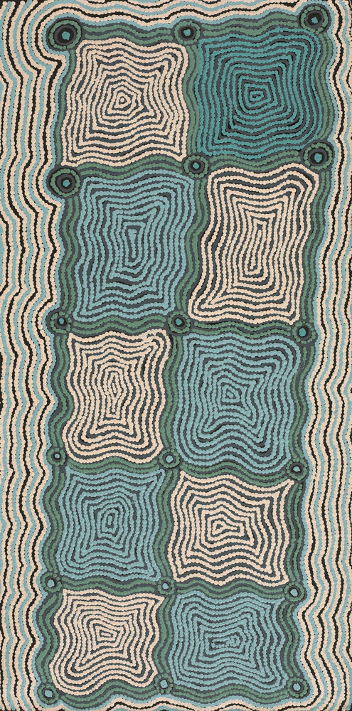 Aboriginal Artwork by Yangi Yangi Fox, Mamungari, 91x45cm